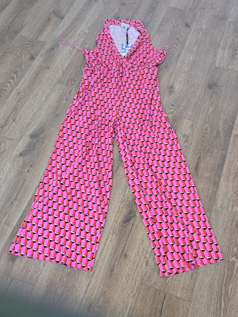 Diane Von Furstenberg Pink Geometric Wide-Leg Jumpsuit